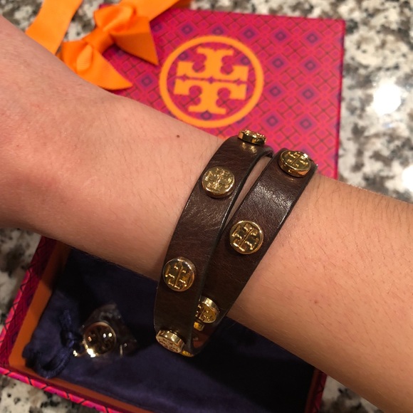 Tory Burch Jewelry - Tory Burch Double Wrap Stud Logo Bracelet - new!!